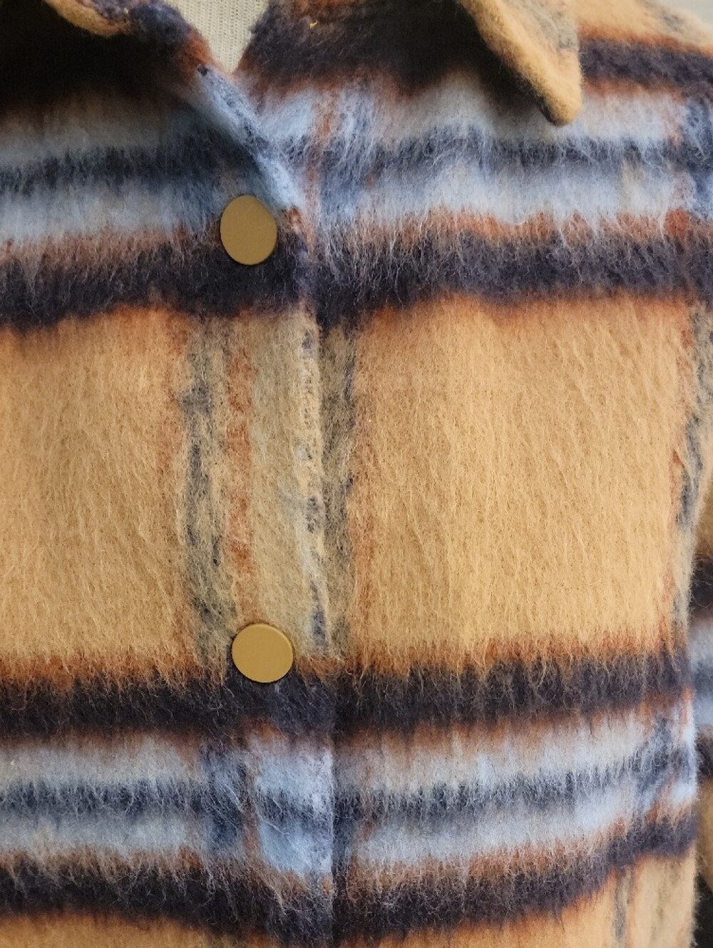 Steve Madden Tan and Blue Plaid Jacket - Picture 3 of 8